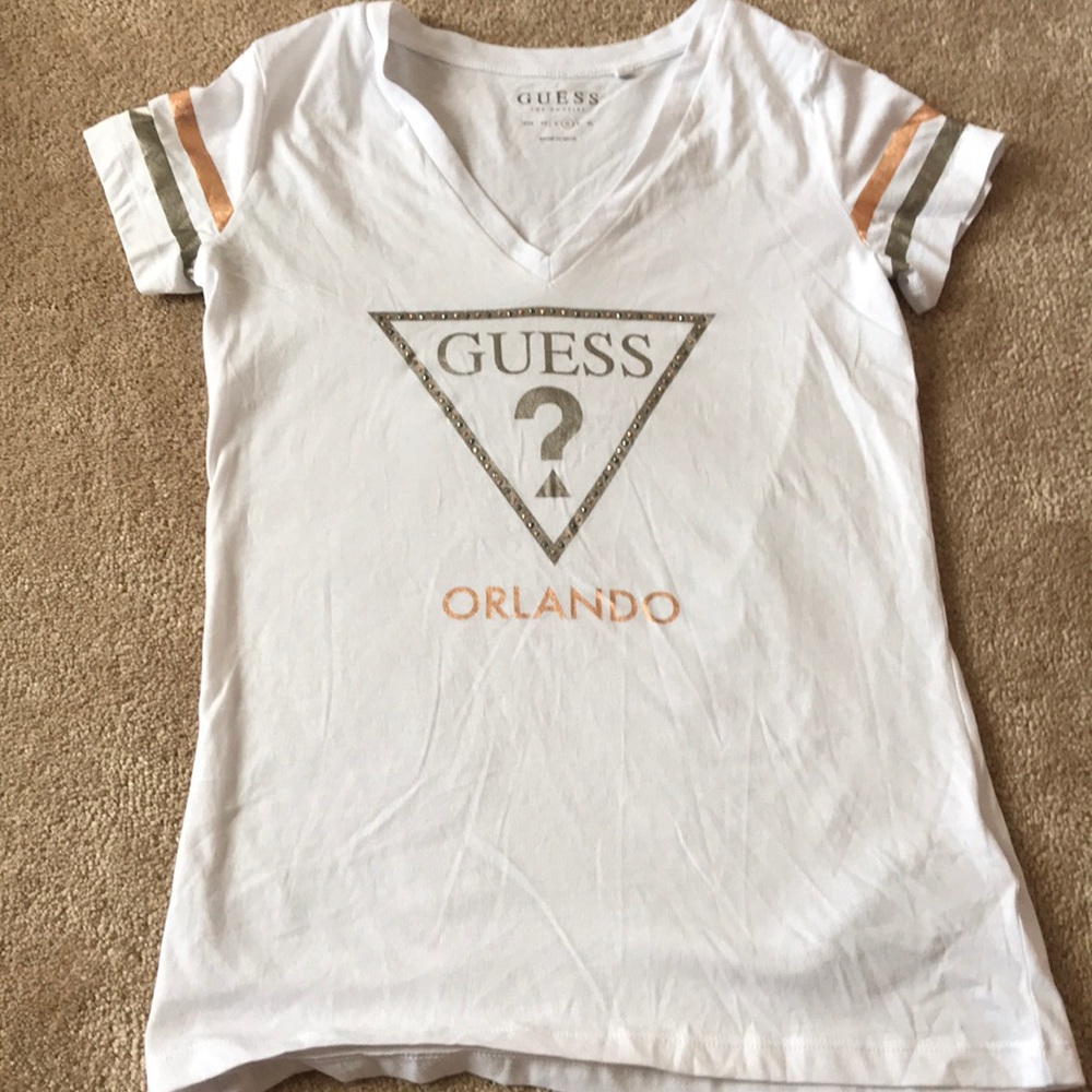 Guess Orlando rose gold and sliver t shirt